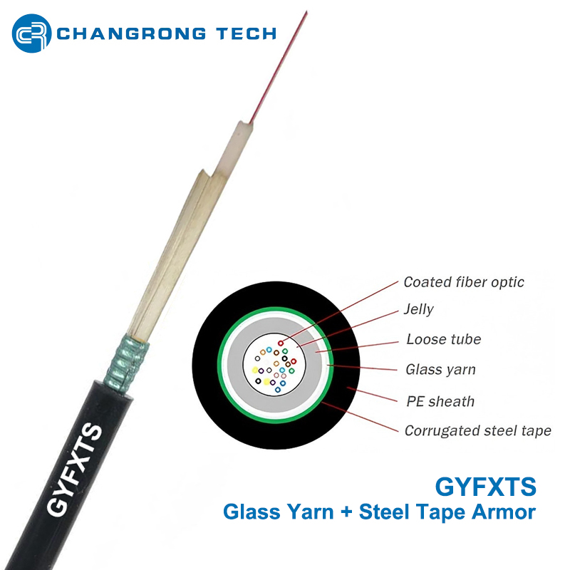 GYFXTS Glass Yarn Armored Cable 2 Cable blindado de hilo de vidrio GYFXTS 2