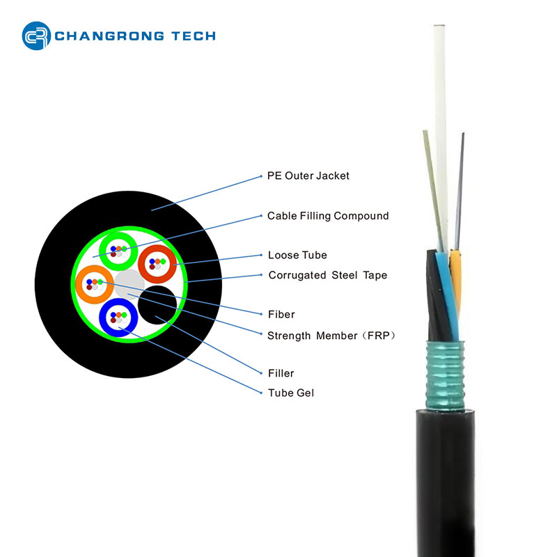 Cable de fibra óptica de fibra subterránea blindada CST de gyfts al aire libre