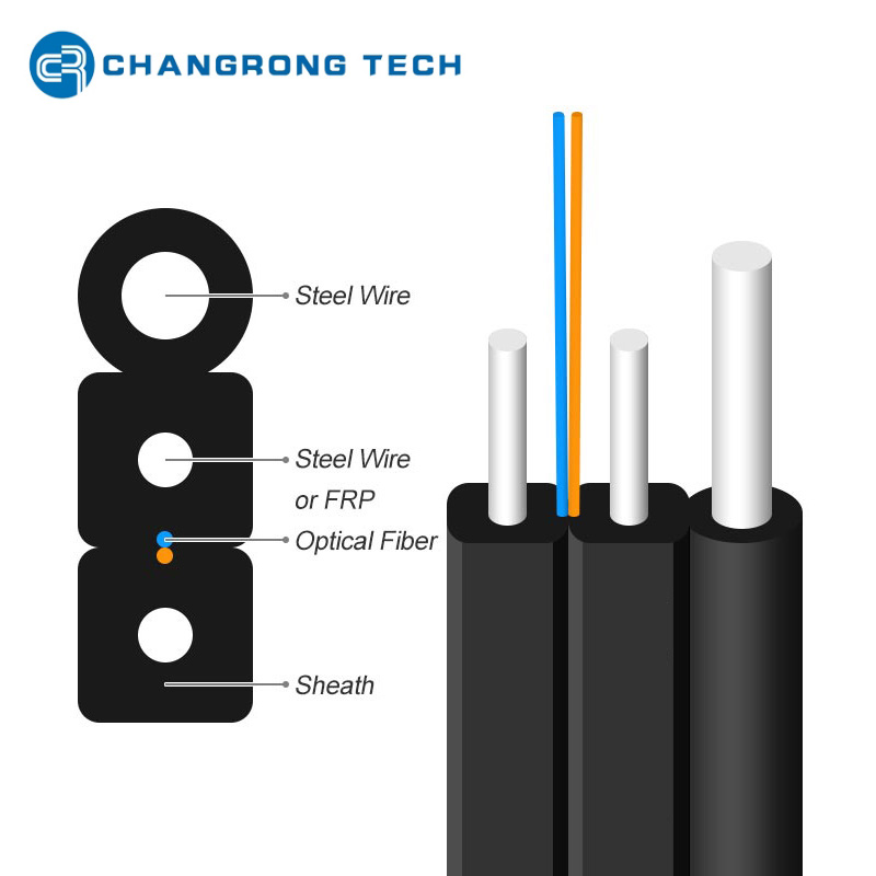 GJYXFCH 2FRP+1Steel Wire Messenger al aire libre Fibra Drop