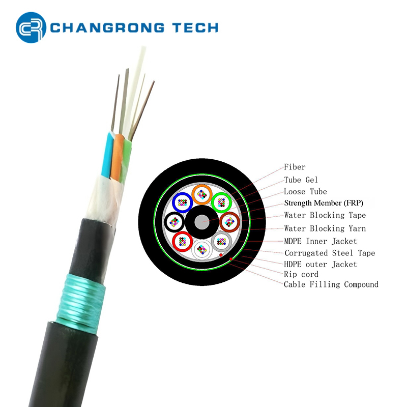 Gyfty53 Cape de resistencia no metálica de acero Miembro de resistencia no metálica Cable de fibra óptica enterrada directa
