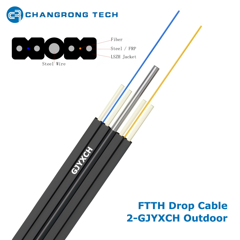 Fibra de doble mosca exterior 2-GJYXCH FTTH Fibra Drop 2,0*8,0 mm