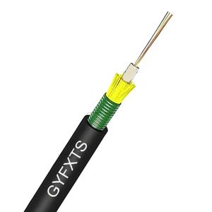 Cable de fibra óptica de conducto aéreo reforzado con hilo de aramida blindado con cinta de acero de tubo central GYFXTS