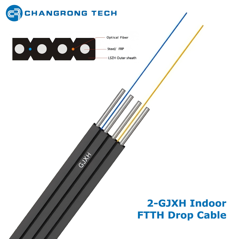 Fibra de doble mosca interior 2-GJXH FTTH Fibra Drop 2,0*6,0 mm