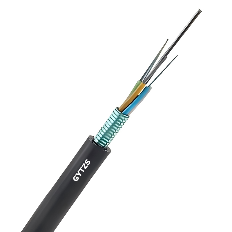 Cable de fibra óptica subterráneo del conducto ignífugo blindado de la cinta de acero del tubo flojo trenzado al aire libre de GYTZS LSZH