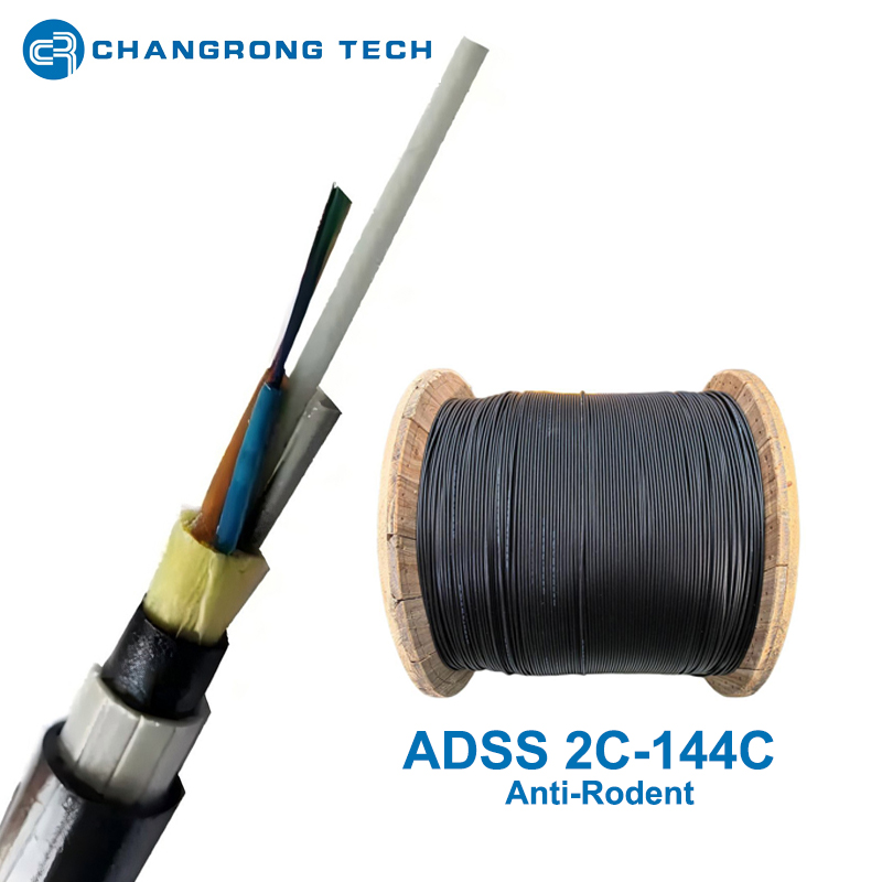 Cable de fibra óptica aéreo ADSS antiroedores blindado FRP plano