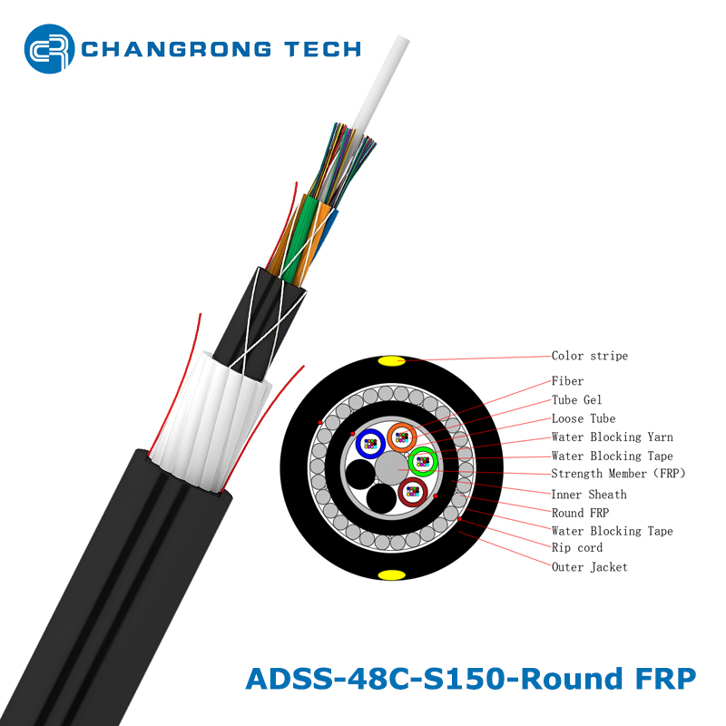 ADSS Anti-Rodent con cable de fribra óptica aéreo al aire libre de la armadura redonda de FRP